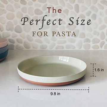 Mora Ceramic Flat Pasta Bowl Set of 4 for Stylish Dining