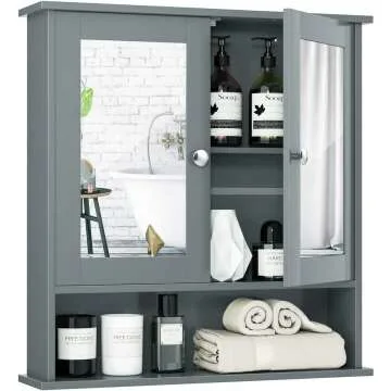 Wall Mounted Tangkula Bathroom Cabinet with Mirrors