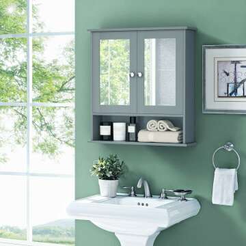 Wall Mounted Tangkula Bathroom Cabinet with Mirrors