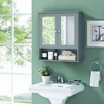 Wall Mounted Tangkula Bathroom Cabinet with Mirrors