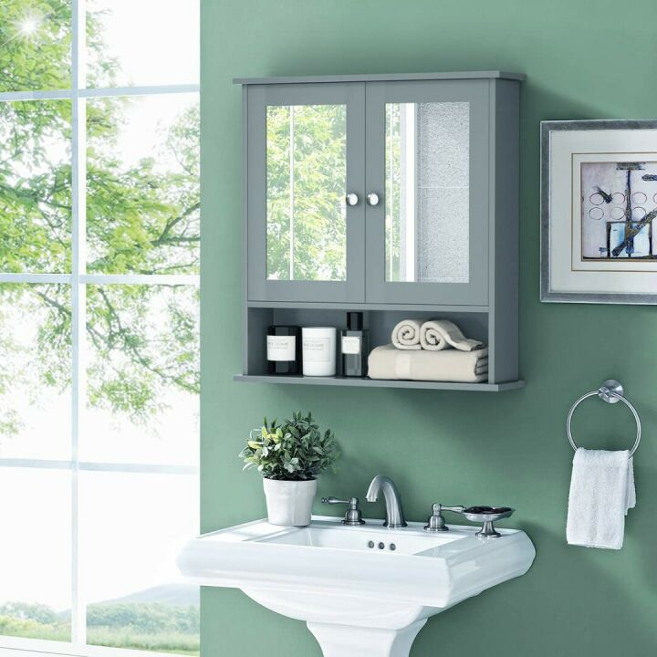 Wall Mounted Tangkula Bathroom Cabinet with Mirrors