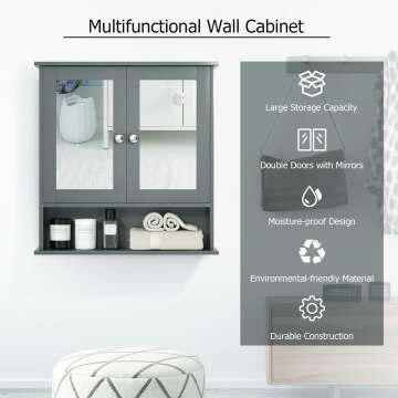 Wall Mounted Tangkula Bathroom Cabinet with Mirrors