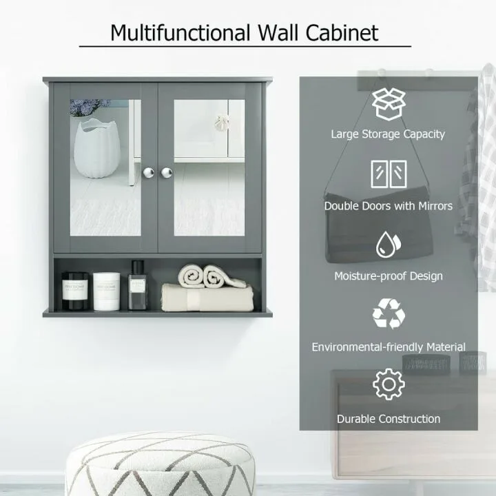 Wall Mounted Tangkula Bathroom Cabinet with Mirrors