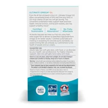 Nordic Naturals Ultimate Omega-D3, Lemon Flavor - 60 Soft Gels - 1280 mg Omega-3 + 1000 IU Vitamin D3 - Omega-3 Fish Oil - EPA & DHA - Promotes Brain, Heart, Joint, & Immune Health - 30 Servings