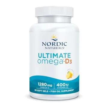 Nordic Naturals Ultimate Omega-D3, Lemon Flavor - 60 Soft Gels - 1280 mg Omega-3 + 1000 IU Vitamin D3 - Omega-3 Fish Oil - EPA & DHA - Promotes Brain, Heart, Joint, & Immune Health - 30 Servings