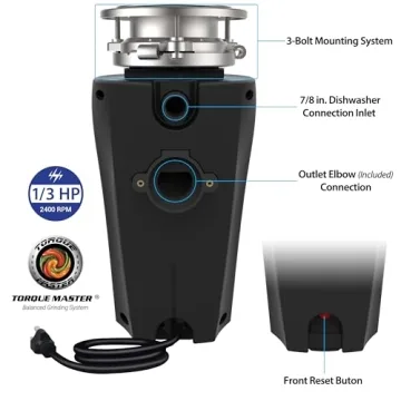 Eco Logic 1/2 HP Garbage Disposal - Quiet, Powerful Performance