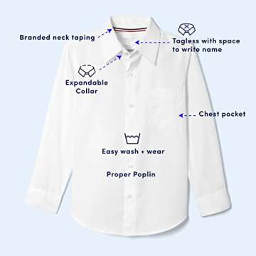 French Toast boys Long Sleeve Classic Dress (Standard & Husky) Button Down Shirt, White, 10 US