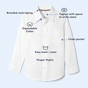 French Toast boys Long Sleeve Classic Dress (Standard & Husky) Button Down Shirt, White, 10 US