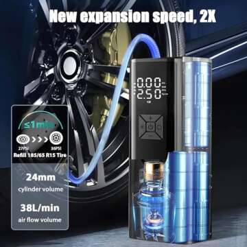 Tire Inflator Portable Air Compressor, 160PSI & 20000mAh 2X Faster Inflation Air Pump With Digital Pressure Gauge For Car, Bike, Motorcycle, Balls, Tire Pump Cordless Tire Inflator (Air pump 1)