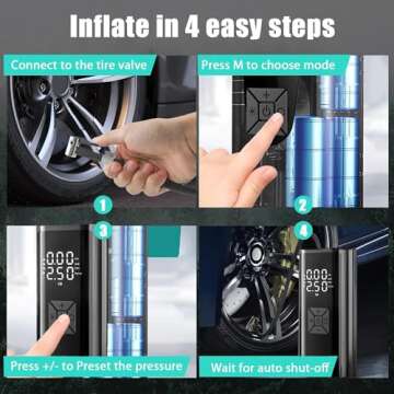 Tire Inflator Portable Air Compressor, 160PSI & 20000mAh 2X Faster Inflation Air Pump With Digital Pressure Gauge For Car, Bike, Motorcycle, Balls, Tire Pump Cordless Tire Inflator (Air pump 1)