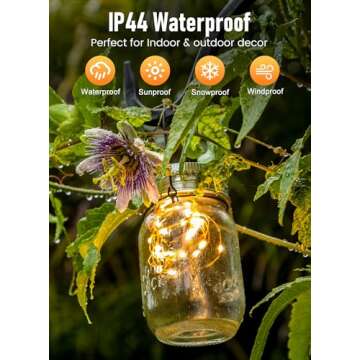 66Ft 200 LED Outdoor String Lights, Warm White Fairy Lights Battery Operated with Remote, Twinkle Li...