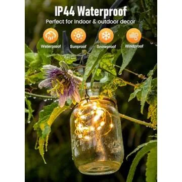 66Ft 200 LED Outdoor String Lights, Warm White Fairy Lights Battery Operated with Remote, Twinkle Li...