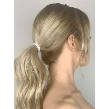 Heliums Thin Seamless Hair Ties - Ash Blonde - 6mm Nylon No Damage Ponytail Holders, 1.75 Inch, Medi...