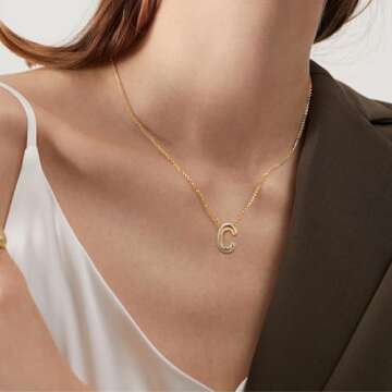 Trendy C Bubble Letter Necklace for Women - Personalized Gold Initial Jewelry