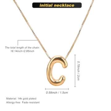 C Bubble Letter Necklace - Personalized Gold Initial Jewelry