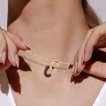 C Bubble Letter Necklace - Personalized Gold Initial Jewelry
