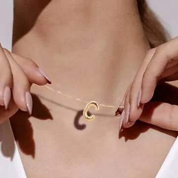 C Bubble Letter Necklace - Personalized Gold Initial Jewelry