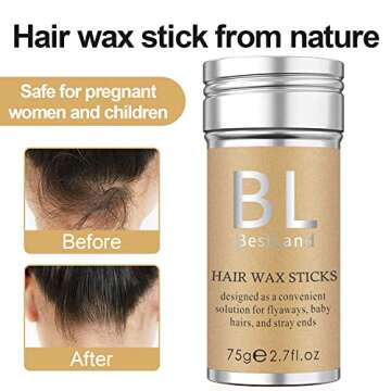 BestLand Hair Wax Stick, Styling Stick for Edge Control, Hair Finishing, and Frizz/Baby Hair Taming - Slick Back Stick for Kids Women and Men, Tamer for Flyaways, Hair Bun Maker and Accessories