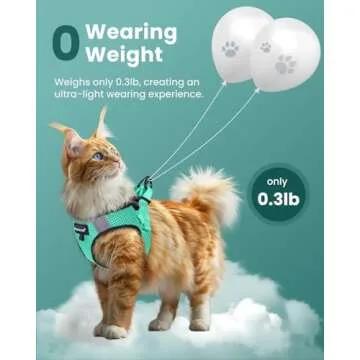 FAYOGOO Cat Harness and Leash Set for Walking Escape Proof, Kitten Harness and Leash Adjustable, Small Large Cat Walking Harness and Leash, Lightweight Soft Vest Harness and Leash (Large, Green)