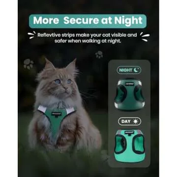 FAYOGOO Cat Harness and Leash Set for Walking Escape Proof, Kitten Harness and Leash Adjustable, Small Large Cat Walking Harness and Leash, Lightweight Soft Vest Harness and Leash (Large, Green)