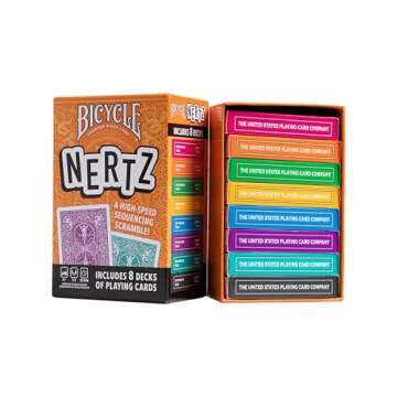 Bicycle Nertz Playing Card Game, 8 Decks of Playing Cards, Fast, Fun, Competitive Multiplayer Solitaire Game, Up to 8 Players, Jumbo Index