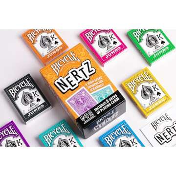 Bicycle Nertz Playing Card Game, 8 Decks of Playing Cards, Fast, Fun, Competitive Multiplayer Solitaire Game, Up to 8 Players, Jumbo Index