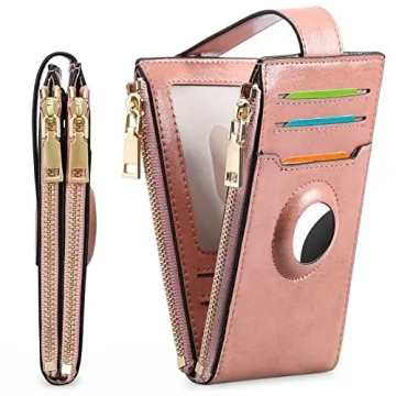 FALAN MULE Womens AirTag Wallet Genuine Leahter Bifold Credit Card Holder with Built-in Integrated C...