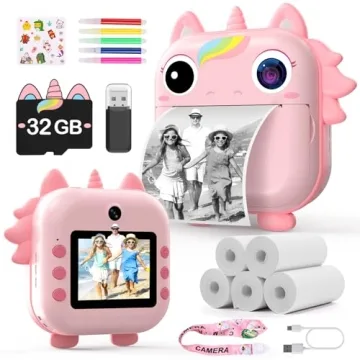 Instant Camera for Kids - Fun 48MP Unicorn Selfie Toy with Print Paper