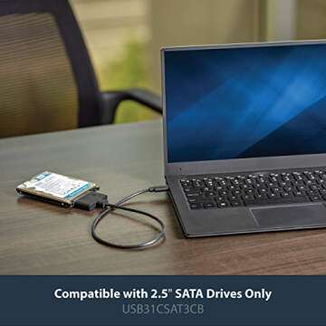StarTech USB C to SATA Adapter - High-Speed Connector for 2.5" Drives