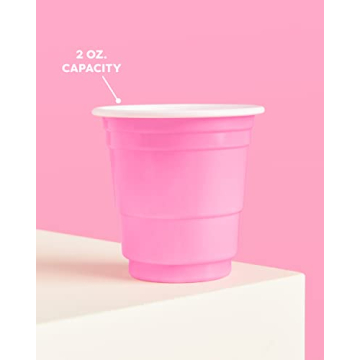 Pink Plastic Shot Glasses for Parties - 50 Pack