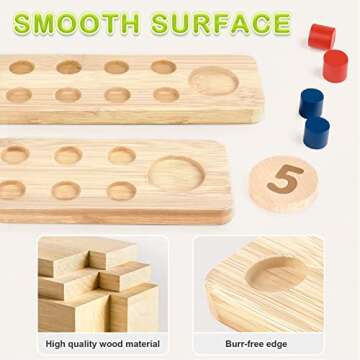 DINORUN Montessori Counting Peg Board for Ages 3-7