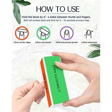 Maryton Professional Nail Buffer Block - Ultimate Shine Nail Buffing Block with 4 Way Buffing Methods, Smooth & Buff & Shine All-in-one Buffer for Optimum Natural Nail Care, 2 Count