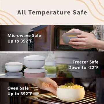 Beso Vida Silicone Bowl with Lids - Leak-Proof Silicone Food Storage Container | Freezer, Microwave,...