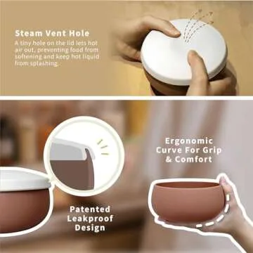 Beso Vida Silicone Bowl with Lids - Leak-Proof Silicone Food Storage Container | Freezer, Microwave, and Oven Safe | Ideal for Soup Freezer & Meal Prep - BPA-Free Containers (Chestnut Brown)