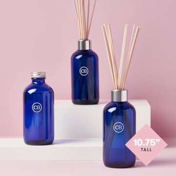 Capri Blue Volcano Reed Diffuser Set - Includes Reed Diffuser Sticks, Fragrance Oil, and Glass Bottle - Luxury Scented Room Fresheners - Cobalt Blue (8 fl oz)