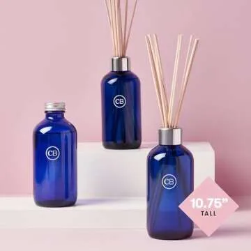 Capri Blue Volcano Reed Diffuser Set - Includes Reed Diffuser Sticks, Fragrance Oil, and Glass Bottle - Luxury Scented Room Fresheners - Cobalt Blue (8 fl oz)