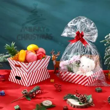 Wonderjune 12 Pcs Christmas Basket for Gifts Empty Set 9.8 x 8.3'' Large Empty Gifts Baskets to Fill...