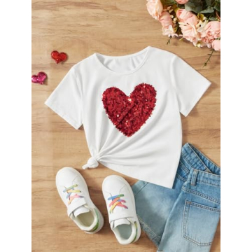 Trendy Girl's Sequin Graphic Tee for Stylish Outfits