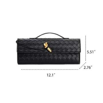 FOTN Women's Clutch Purse Handmade Woven Crossbody Bag Leather Evening Handbag Fashion Shoulder Bag ...