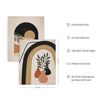 Haus and Hues Mid Century Modern Wall Art Set of 6 - Boho Poster Terracotta Wall Decor Midcentury Mo...