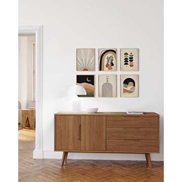 Haus and Hues Mid Century Modern Wall Art Set of 6 - Boho Poster Terracotta Wall Decor Midcentury Modern Decor Wall Art Mid Century Modern Terra Cotta Wall Art Boho Prints, 8 inch x10 inch UNFRAMED