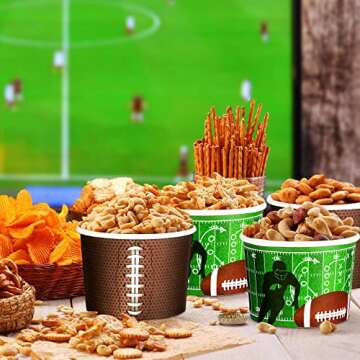 Mimorou 120 Pcs Football Party Supplies Football Bowls 9 oz Football Paper Bowls for Snack Chili Sou...