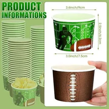 Mimorou 120 Pcs Football Party Supplies Football Bowls 9 oz Football Paper Bowls for Snack Chili Soup Chip Serving Bowl Disposable Paper Cups for Family Dinner Tailgate Parties Sports Event, 2 Styles