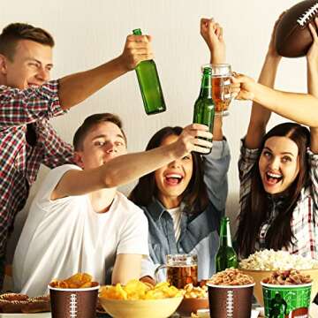 Mimorou 120 Pcs Football Party Supplies Football Bowls 9 oz Football Paper Bowls for Snack Chili Soup Chip Serving Bowl Disposable Paper Cups for Family Dinner Tailgate Parties Sports Event, 2 Styles