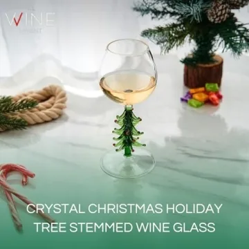 Crystal Christmas Holiday Tree Wine Glass - 10 oz Goblet