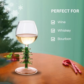 Crystal Christmas Holiday Tree Wine Glass - 10 oz Goblet