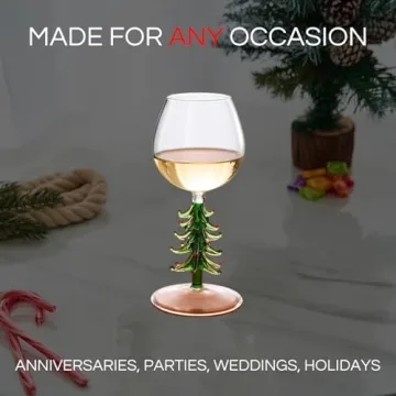 Crystal Christmas Holiday Tree Wine Glass - 10 oz Goblet