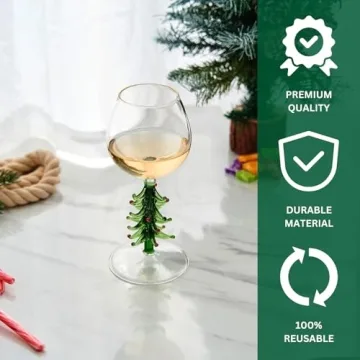 Crystal Christmas Holiday Tree Wine Glass - 10 oz Goblet