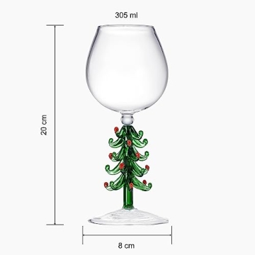 Crystal Christmas Holiday Tree Wine Glass - 10 oz Goblet