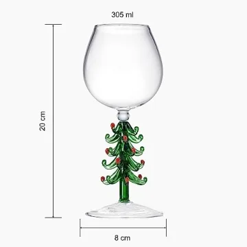 Crystal Christmas Holiday Tree Wine Glass - 10 oz Goblet